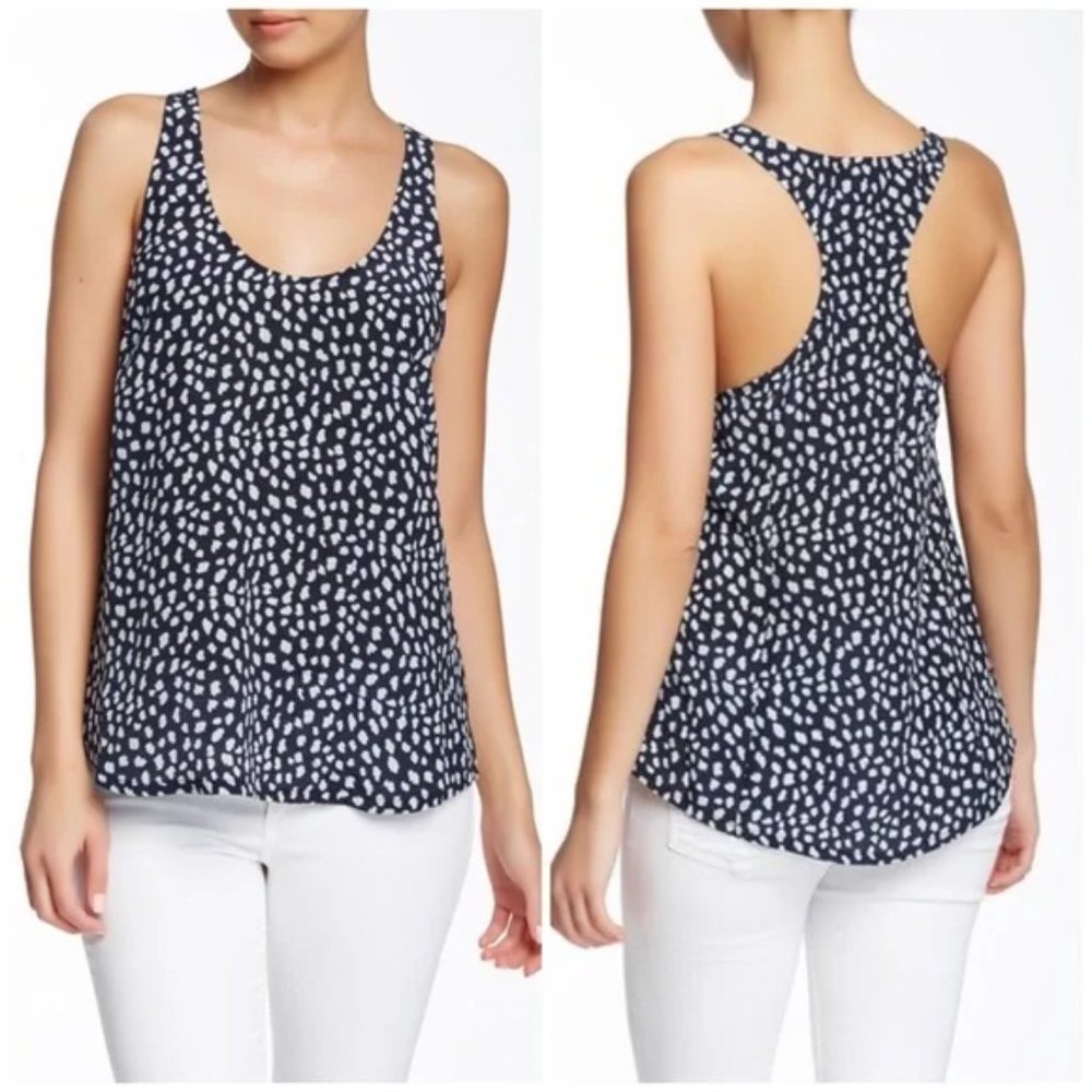 JOIE Drew Women's 100% Silk Racerback Tank Top Blue Print